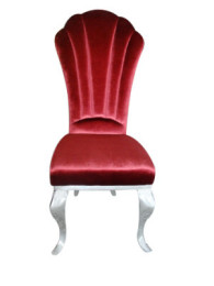 奇佳后现代D-008不锈钢红色绒布餐椅