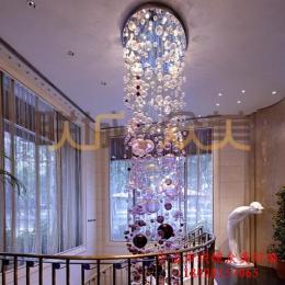 酒店复式楼非标工程灯高贵紫水晶吸顶吊灯