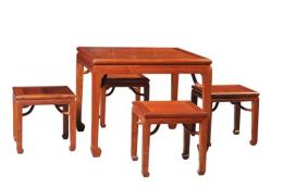 红木方桌五件套