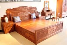 缅甸花梨大床十全十美大床日照红木家具市场